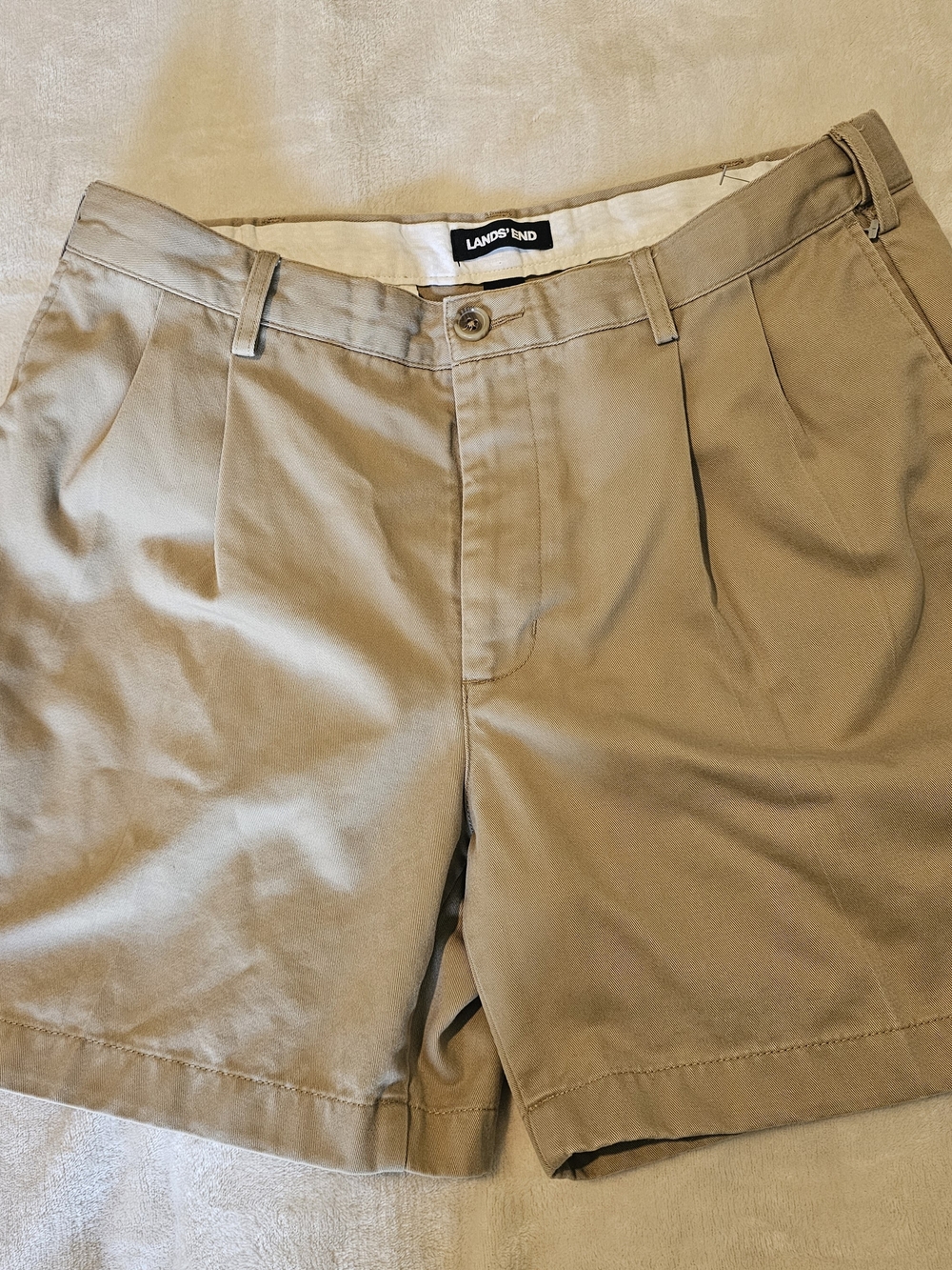 Lands' End Men's Khaki Flat-Front Shorts